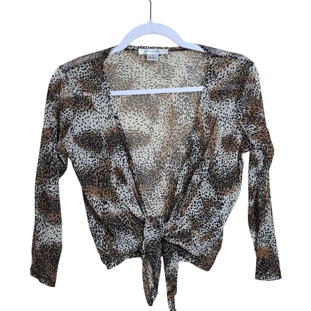 Leopard Print Sheer Mesh Tie Front Top M Mob Wife Indie Sleaze Y2K Urban Grunge
